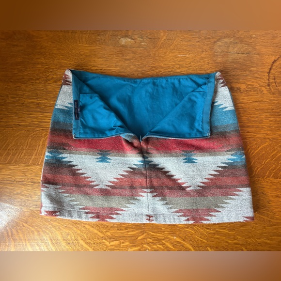 American Eagle Women's 12 Wool-Blend Mini Skirt Western Southwestern Lined Blue - Picture 9 of 16